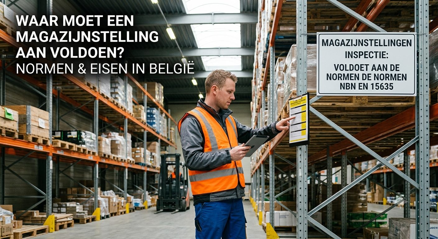 Magazijnstelling keuring normen EN 15512 Belgie